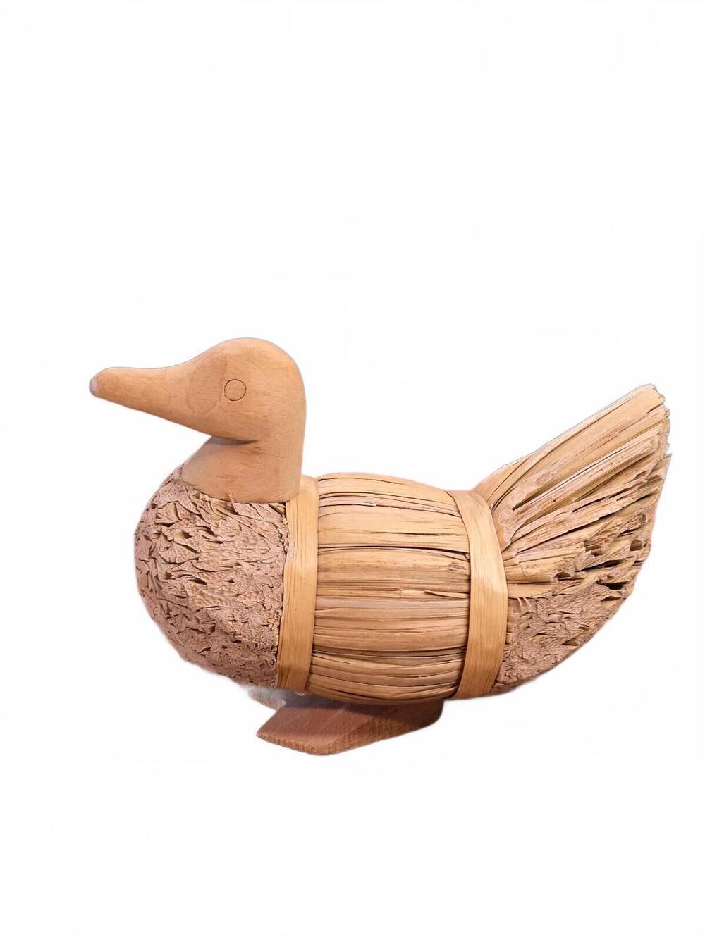 Handmade Wooden and Bamboo Duck Figurine